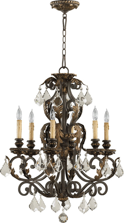 Quorum Rio Salado 6157-6-44 Chandelier - Toasted Sienna With Mystic Silver