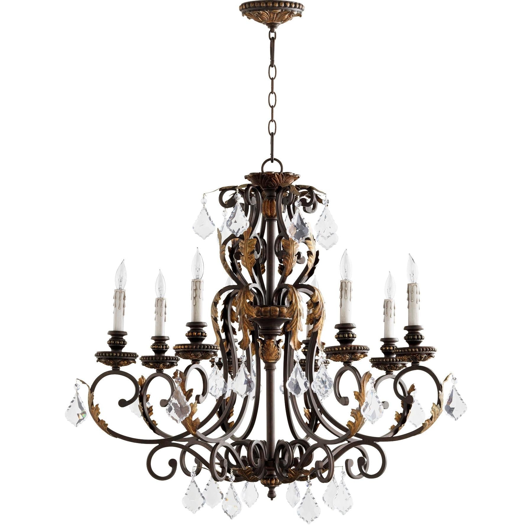 Quorum Rio Salado 6157-8-44 Chandelier - Toasted Sienna With Mystic Silver