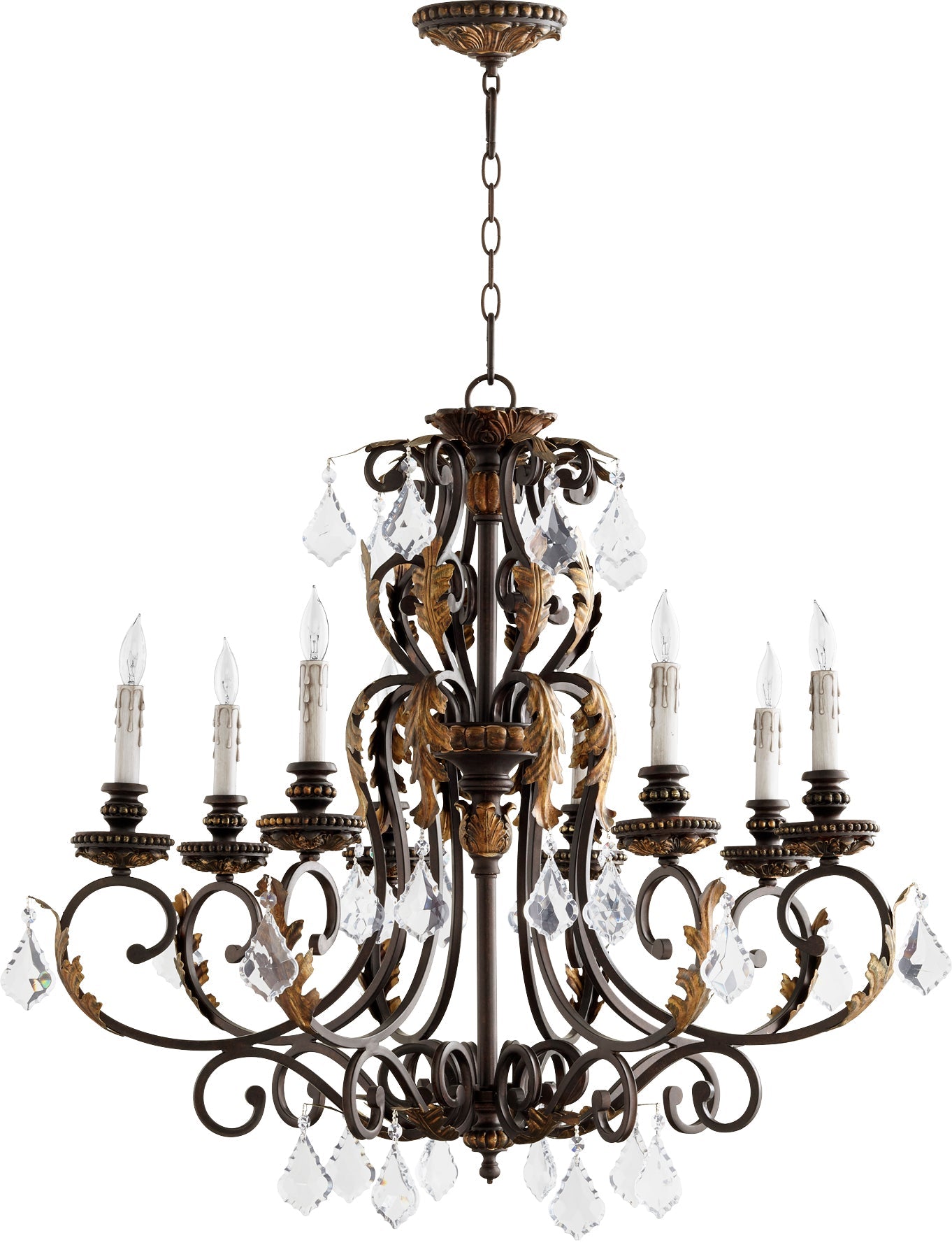Quorum Rio Salado 6157-8-44 Chandelier - Toasted Sienna With Mystic Silver