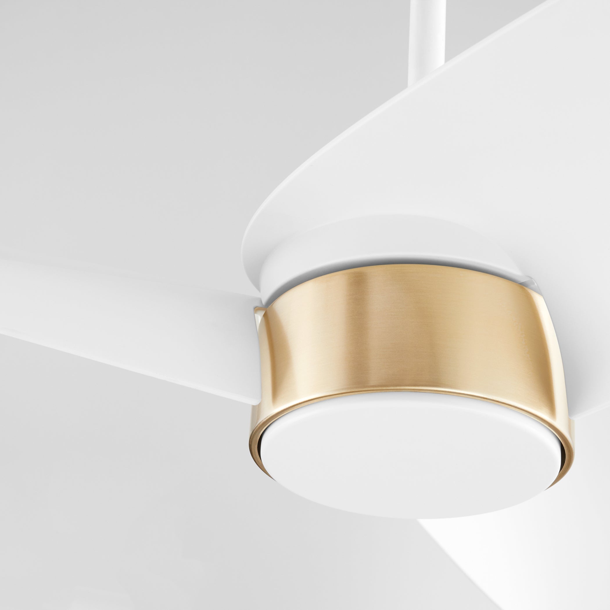 Quorum Brisa 61603-8 Patio Fan - Studio White W/ Aged Brass