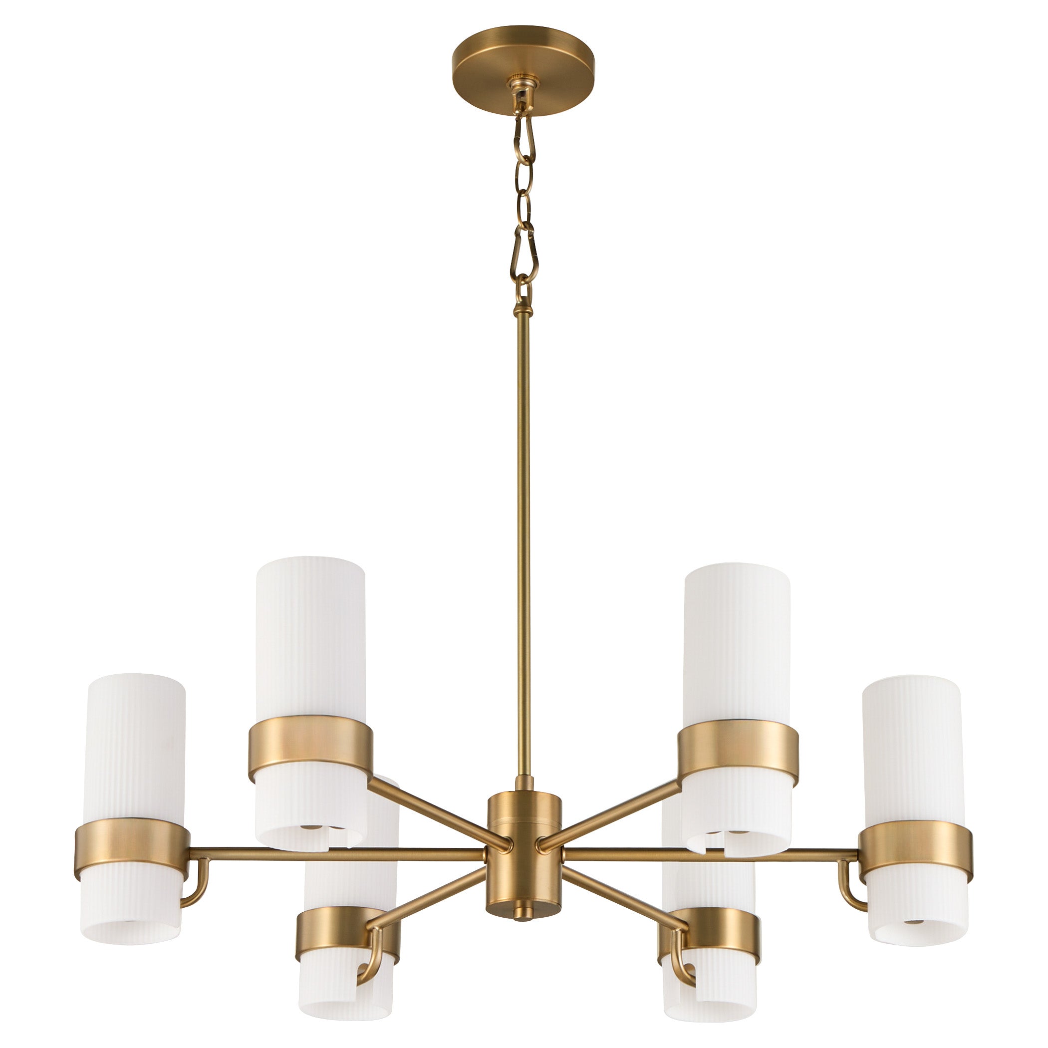 Quorum 6169-6-47 Chandelier, UL Damp Rated, Brushed Brass