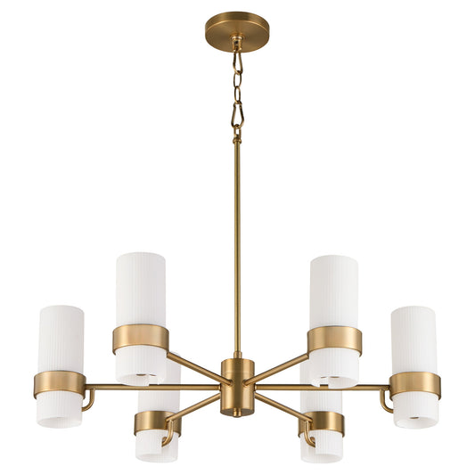 Quorum 6169-6-47 Chandelier, UL Damp Rated, Brushed Brass