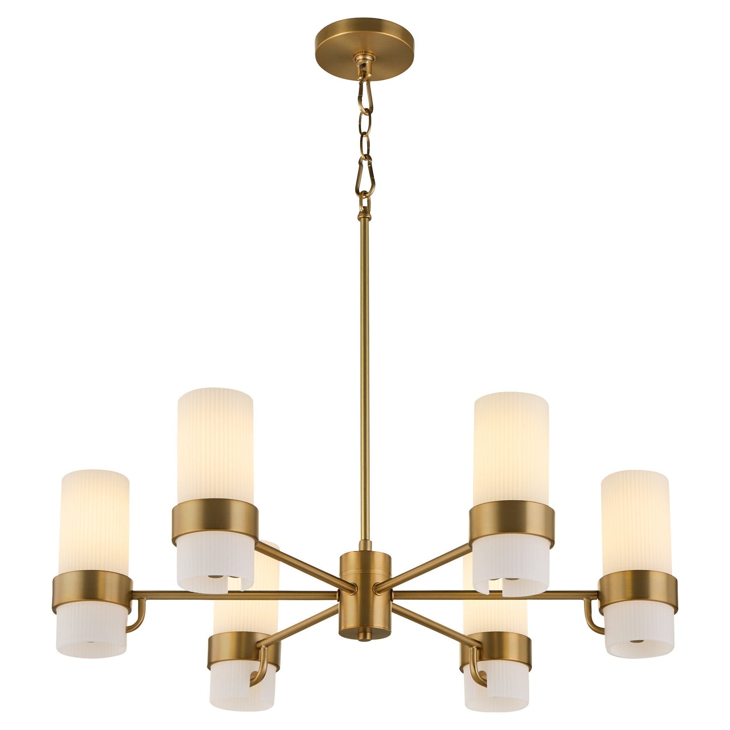 Quorum 6169-6-47 Chandelier, UL Damp Rated, Brushed Brass