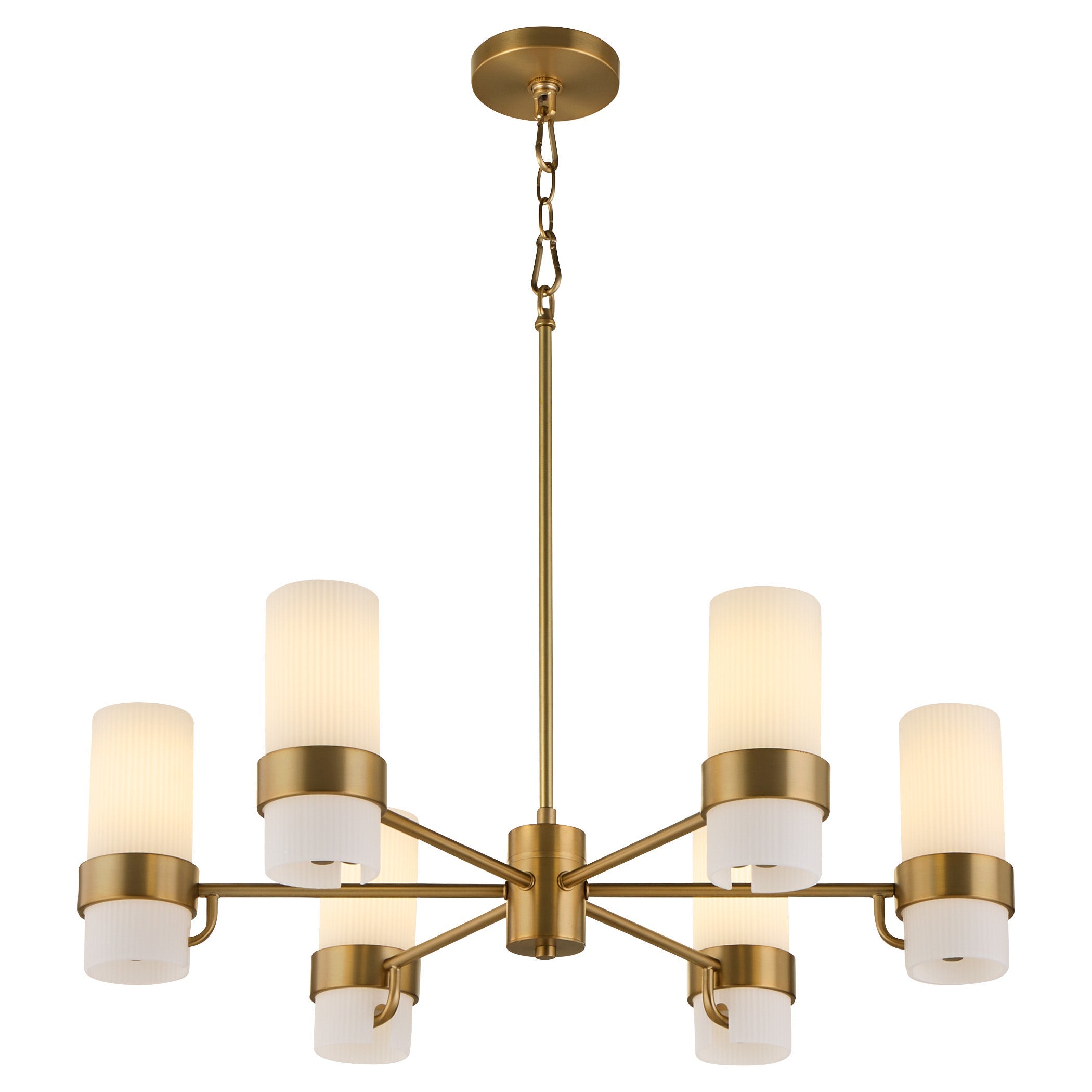 Quorum 6169-6-47 Chandelier, UL Damp Rated, Brushed Brass