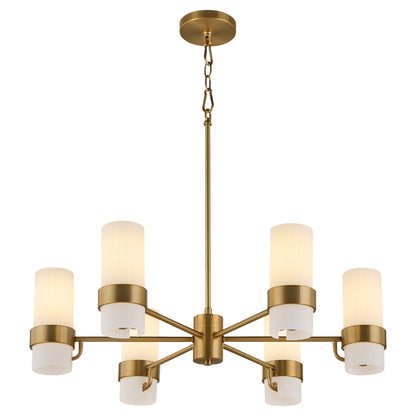Quorum 6169-6-47 Chandelier, UL Damp Rated, Brushed Brass
