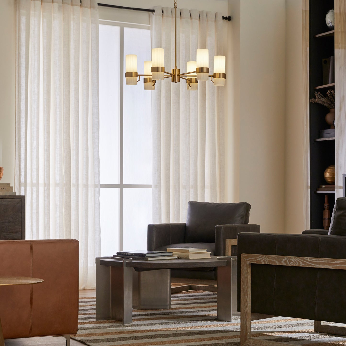 Quorum 6169-6-47 Chandelier, UL Damp Rated, Brushed Brass