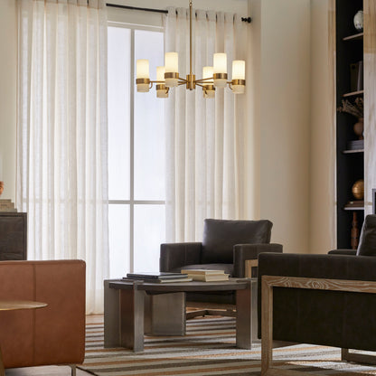 Quorum 6169-6-47 Chandelier, UL Damp Rated, Brushed Brass