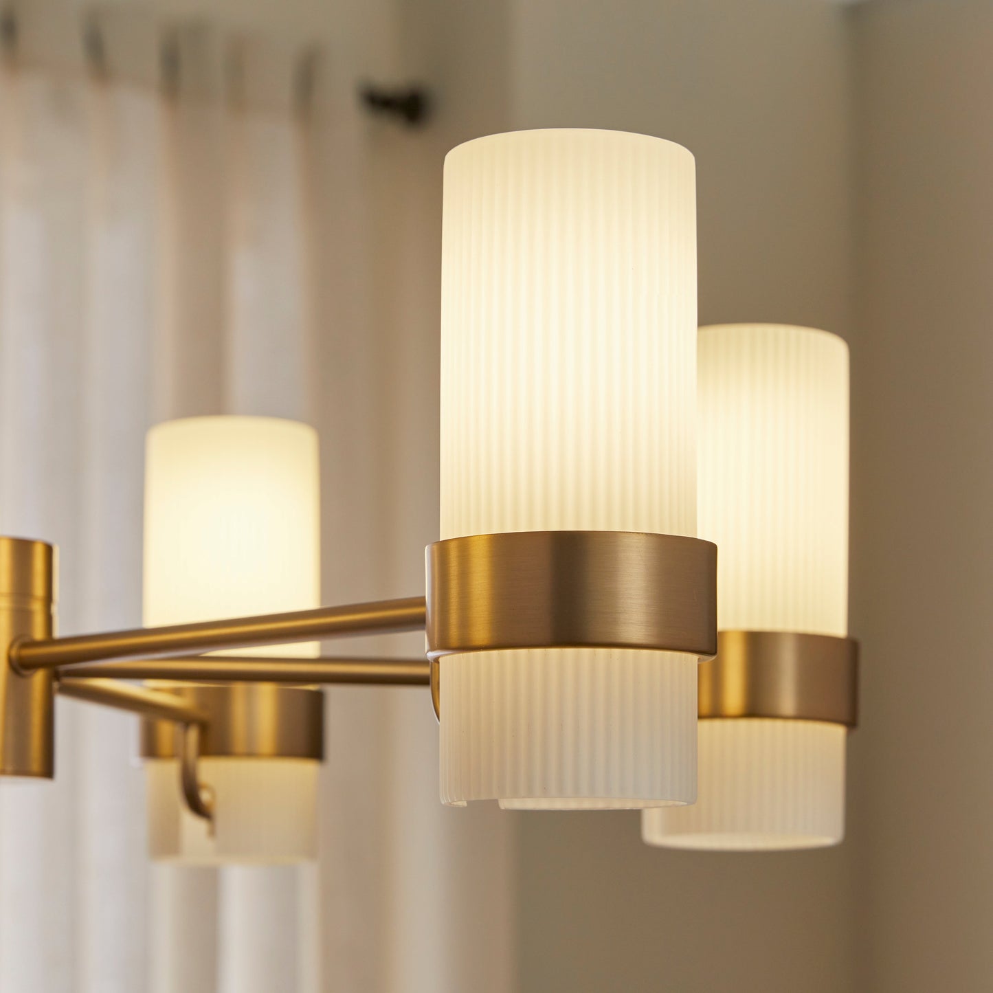 Quorum 6169-6-47 Chandelier, UL Damp Rated, Brushed Brass