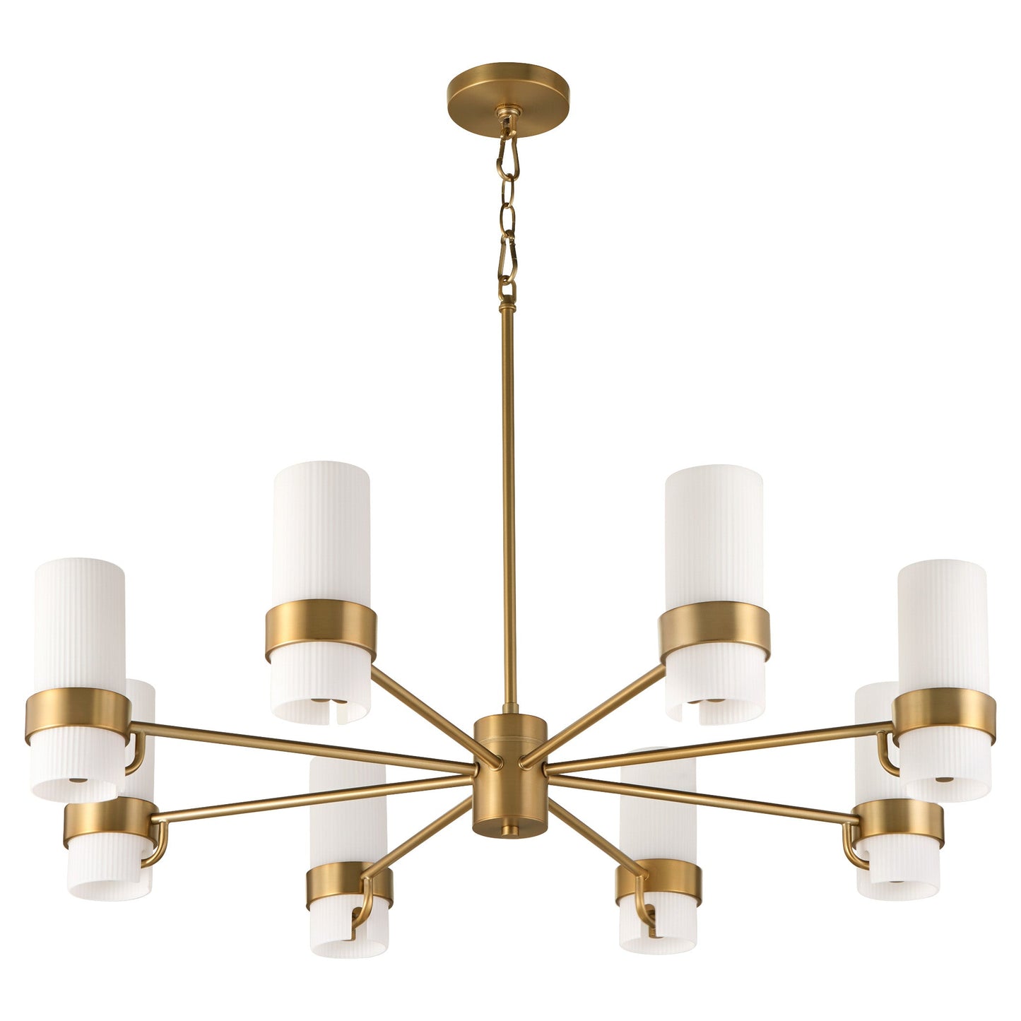 Quorum Sojourn 6169-8-47 Chandelier, UL Damp Rated, Brushed Brass