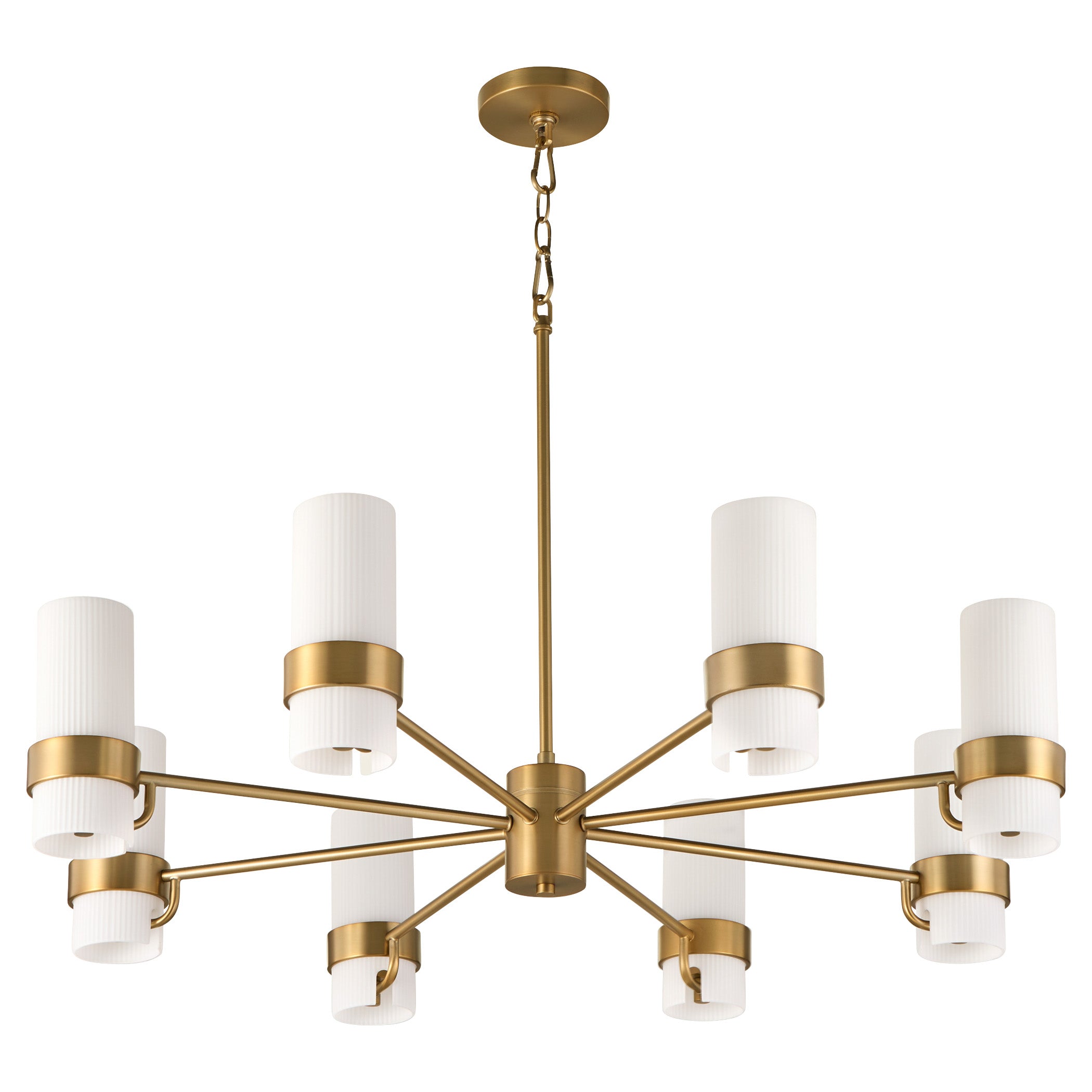 Quorum Sojourn 6169-8-47 Chandelier, UL Damp Rated, Brushed Brass
