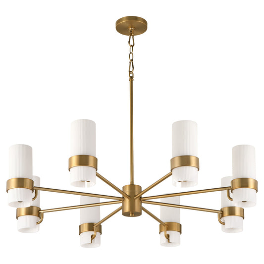 Quorum Sojourn 6169-8-47 Chandelier, UL Damp Rated, Brushed Brass