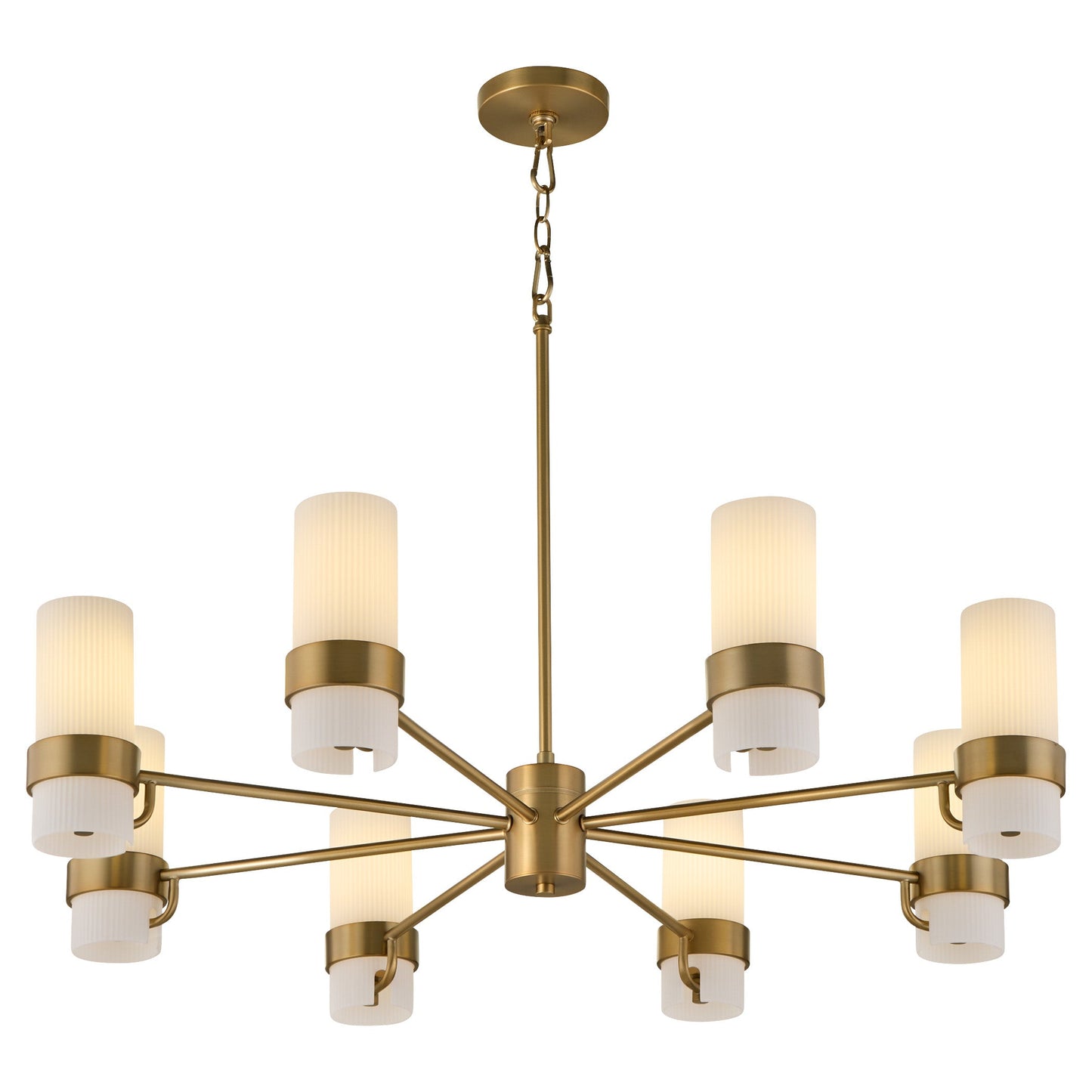 Quorum Sojourn 6169-8-47 Chandelier, UL Damp Rated, Brushed Brass
