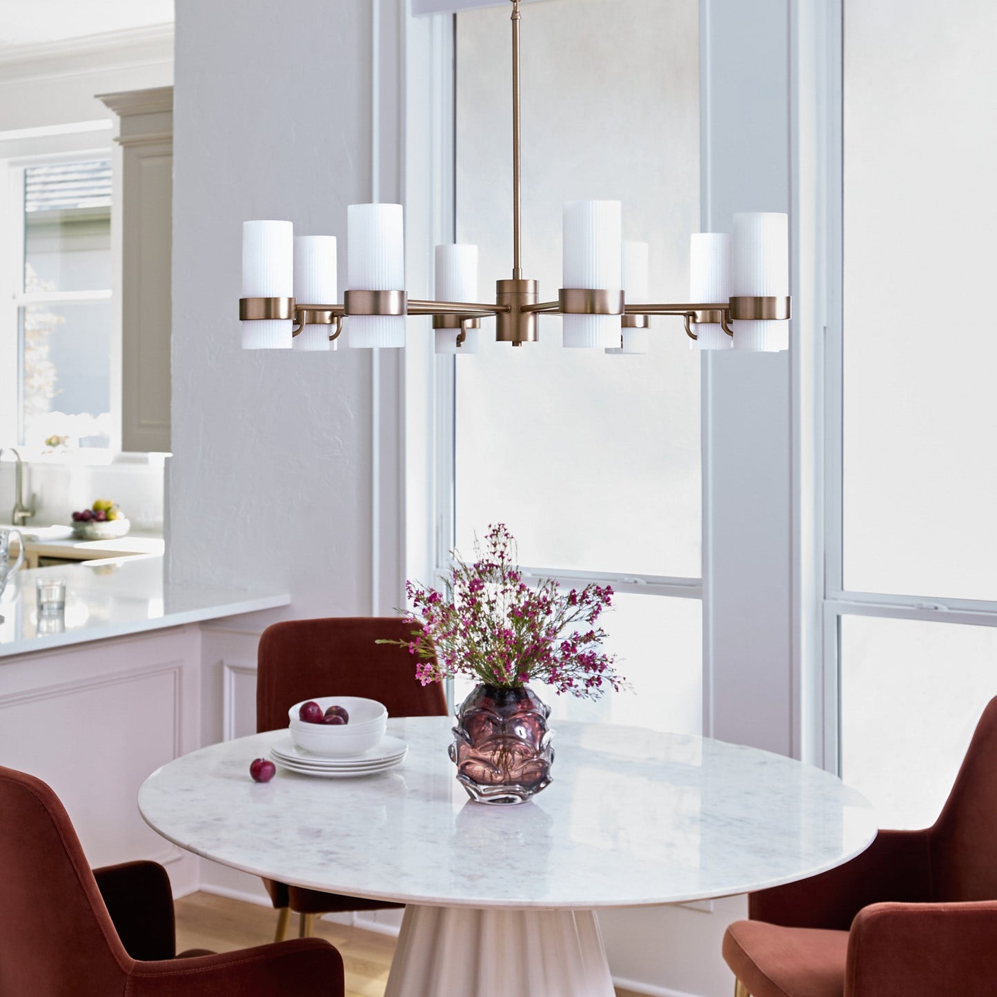 Quorum Sojourn 6169-8-47 Chandelier, UL Damp Rated, Brushed Brass