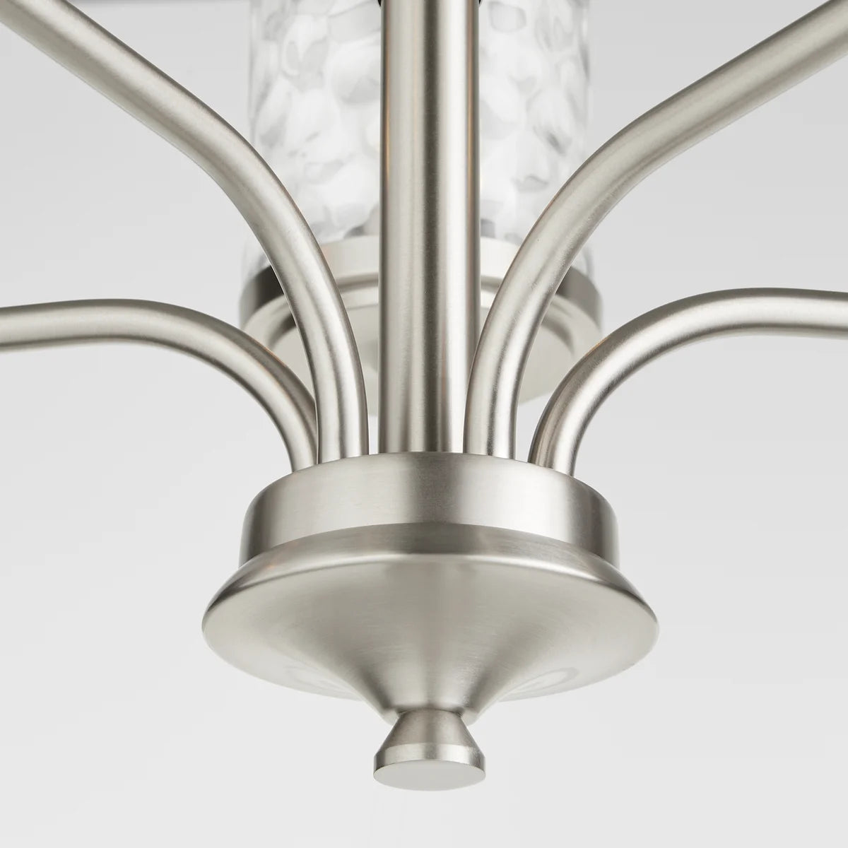 Quorum Starky 617-5-65 Chandelier 5 Light with Clear Hammered Glass Shades Transitional - Satin Nickel