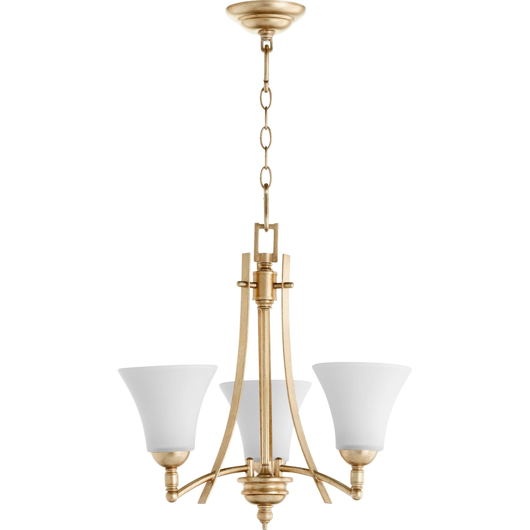 Quorum Aspen 6177-3-60 Chandelier - Aged Silver Leaf W/ Satin Opal