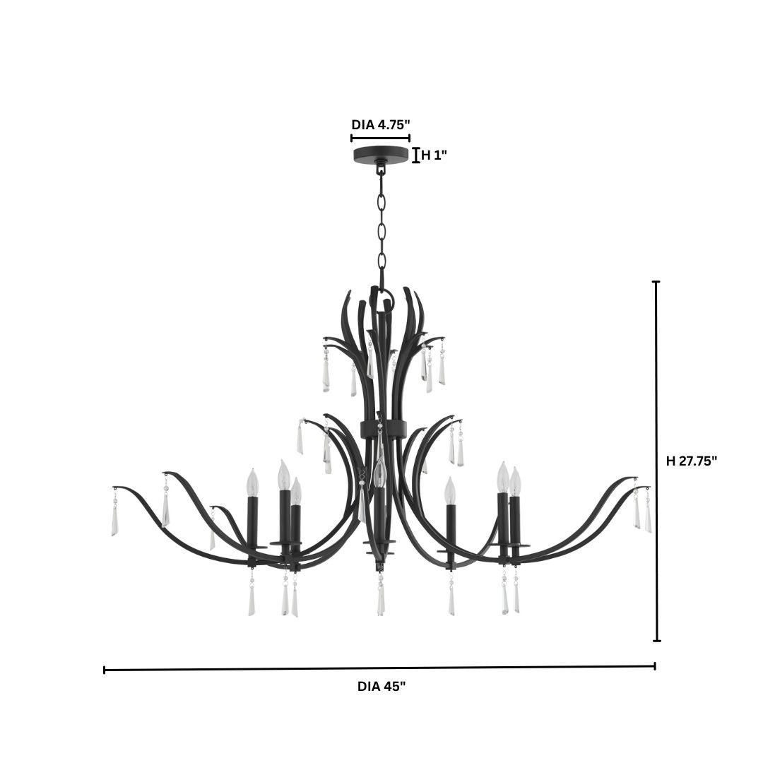 Quorum Majesty 620-8-59 Chandelier - Matte Black