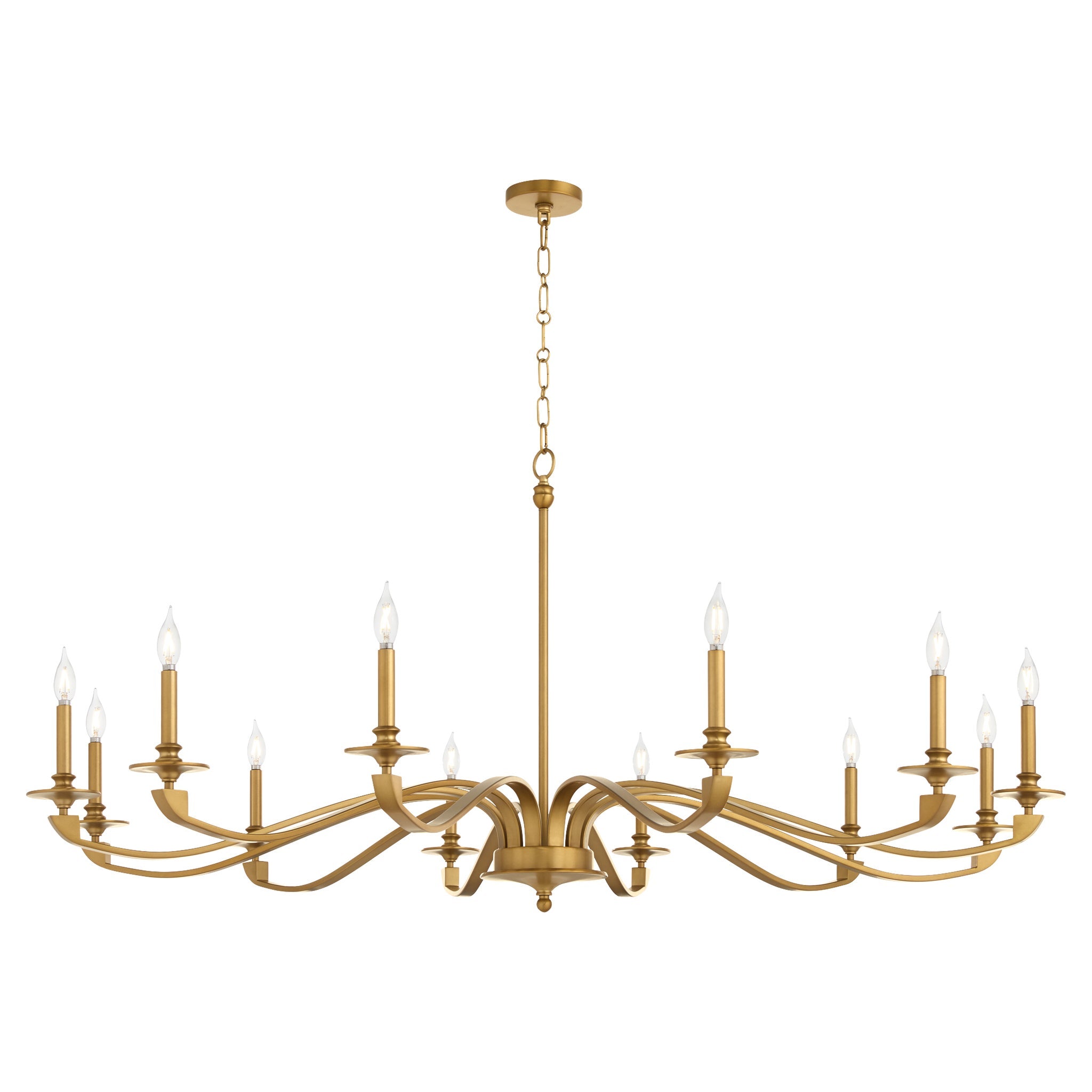 Quorum 6240-12-47 Chandelier, UL Damp Rated, Brushed Brass