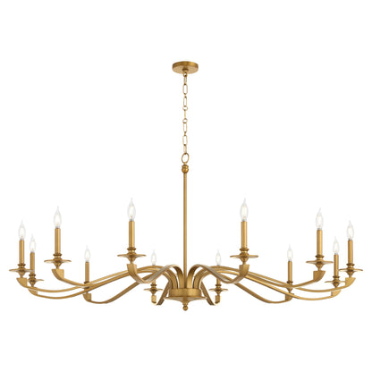 Quorum 6240-12-47 Chandelier, UL Damp Rated, Brushed Brass