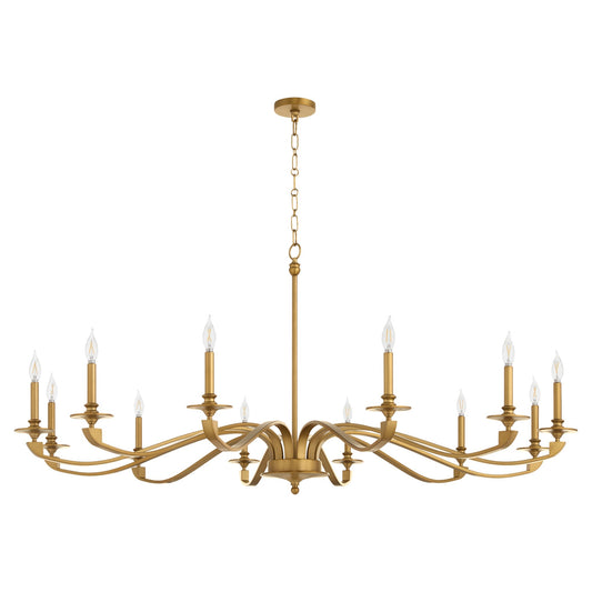 Quorum 6240-12-47 Chandelier, UL Damp Rated, Brushed Brass