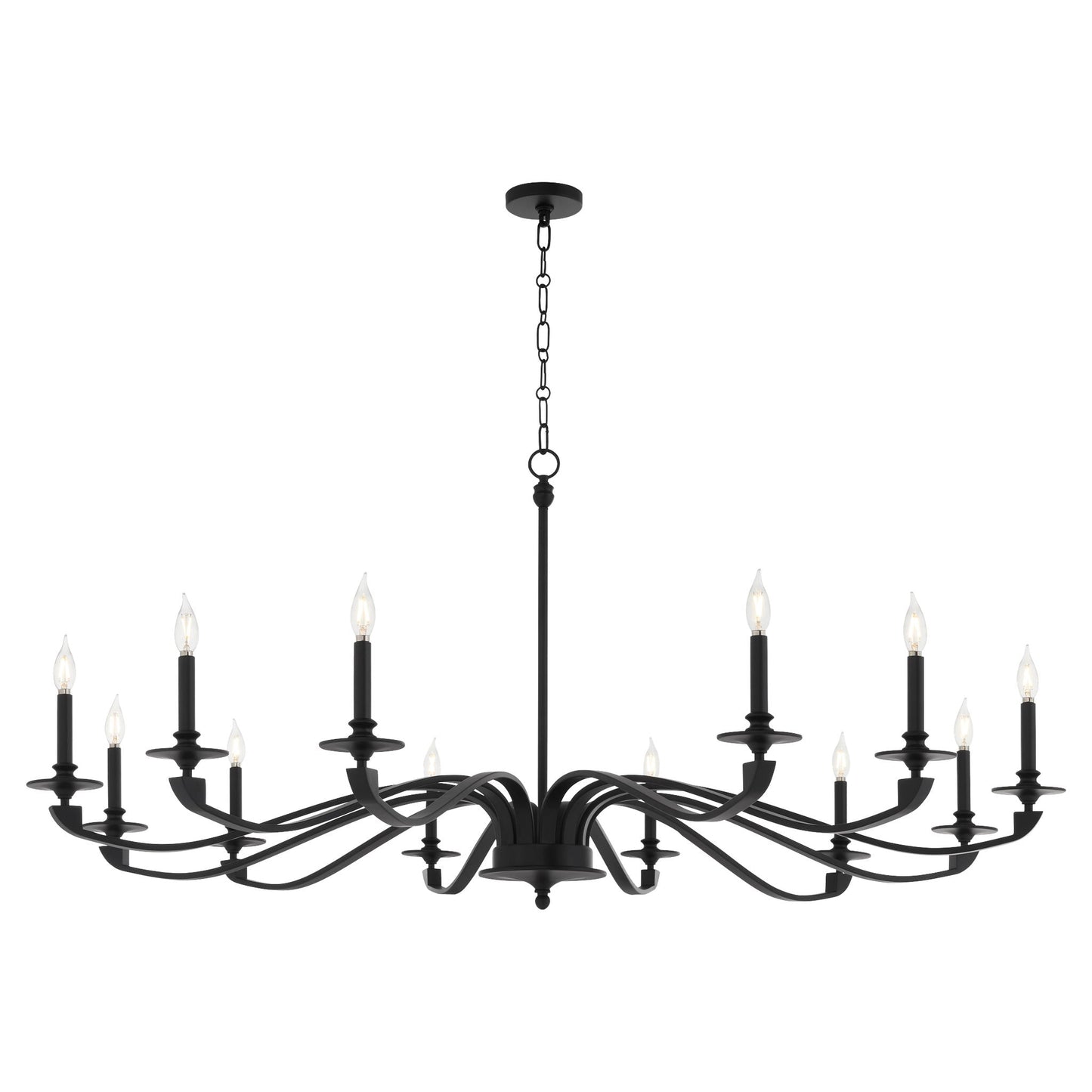 Quorum Chantelle 6240-12-59 Chandelier, UL Damp Rated, Matte Black