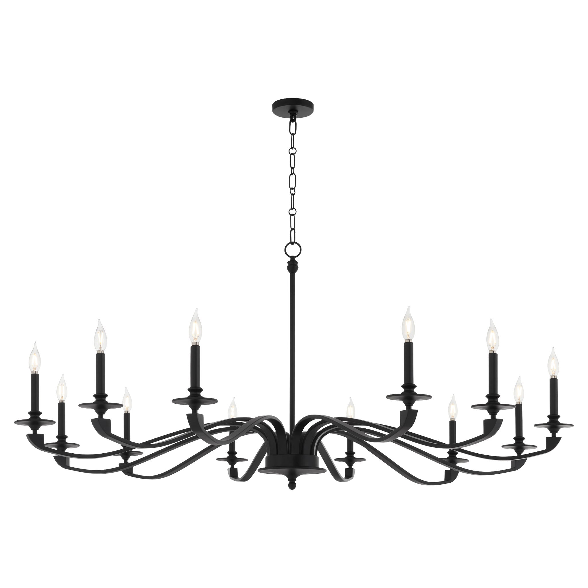 Quorum Chantelle 6240-12-59 Chandelier, UL Damp Rated, Matte Black