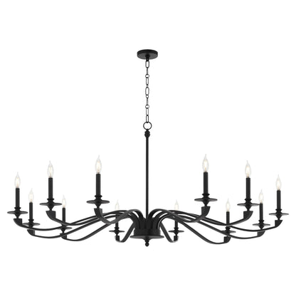 Quorum Chantelle 6240-12-59 Chandelier, UL Damp Rated, Matte Black