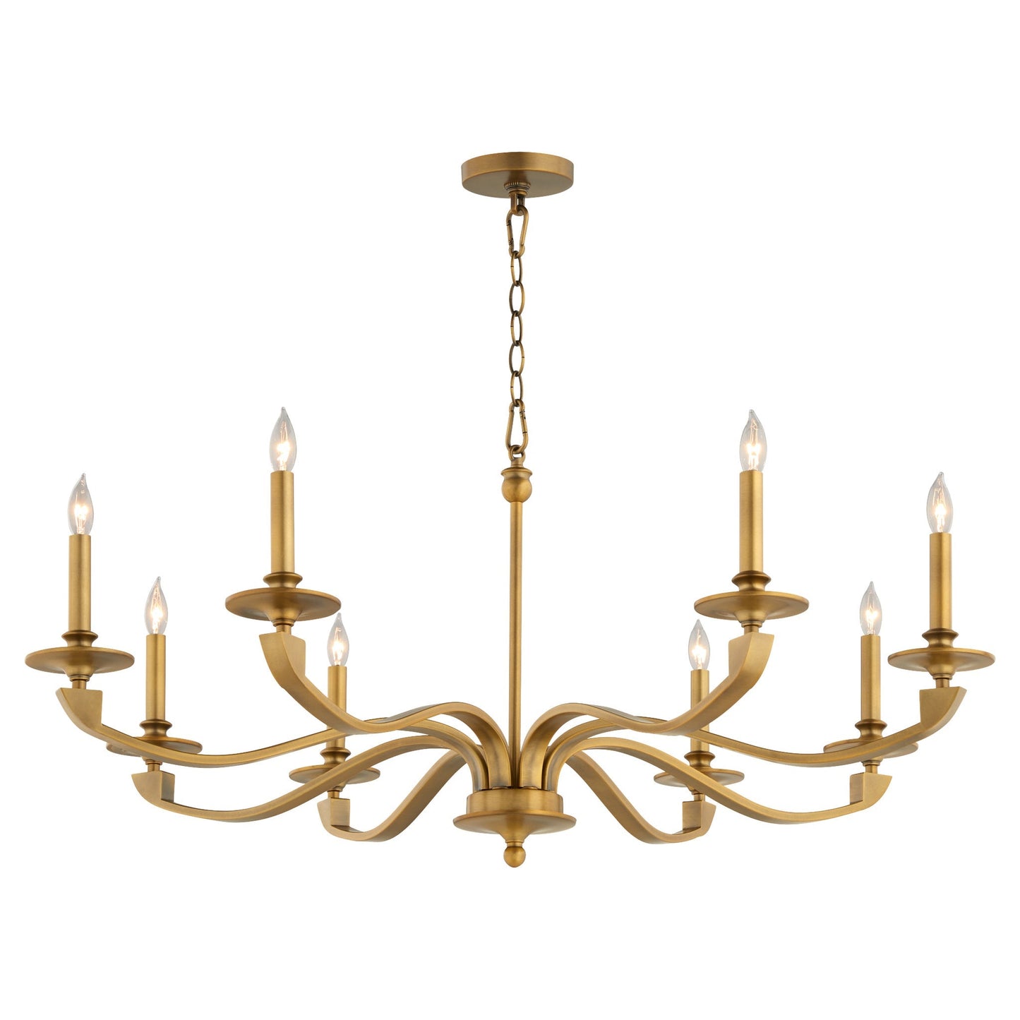 Quorum Chantelle 6240-8-47 Chandelier, UL Damp Rated, Brushed Brass