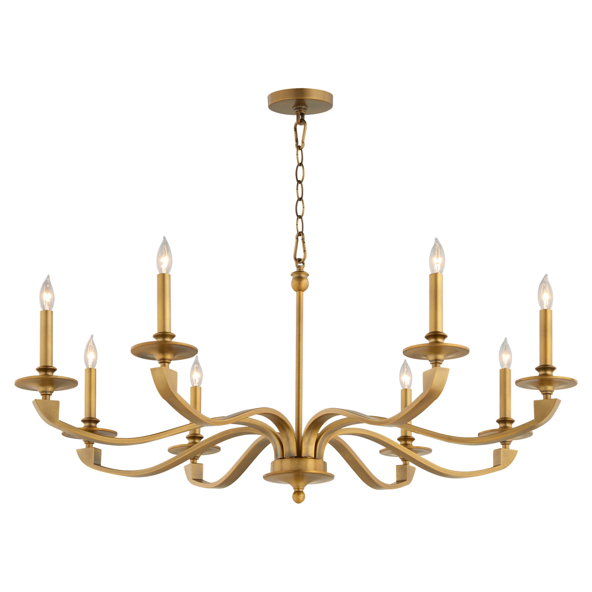 Quorum Chantelle 6240-8-47 Chandelier, UL Damp Rated, Brushed Brass