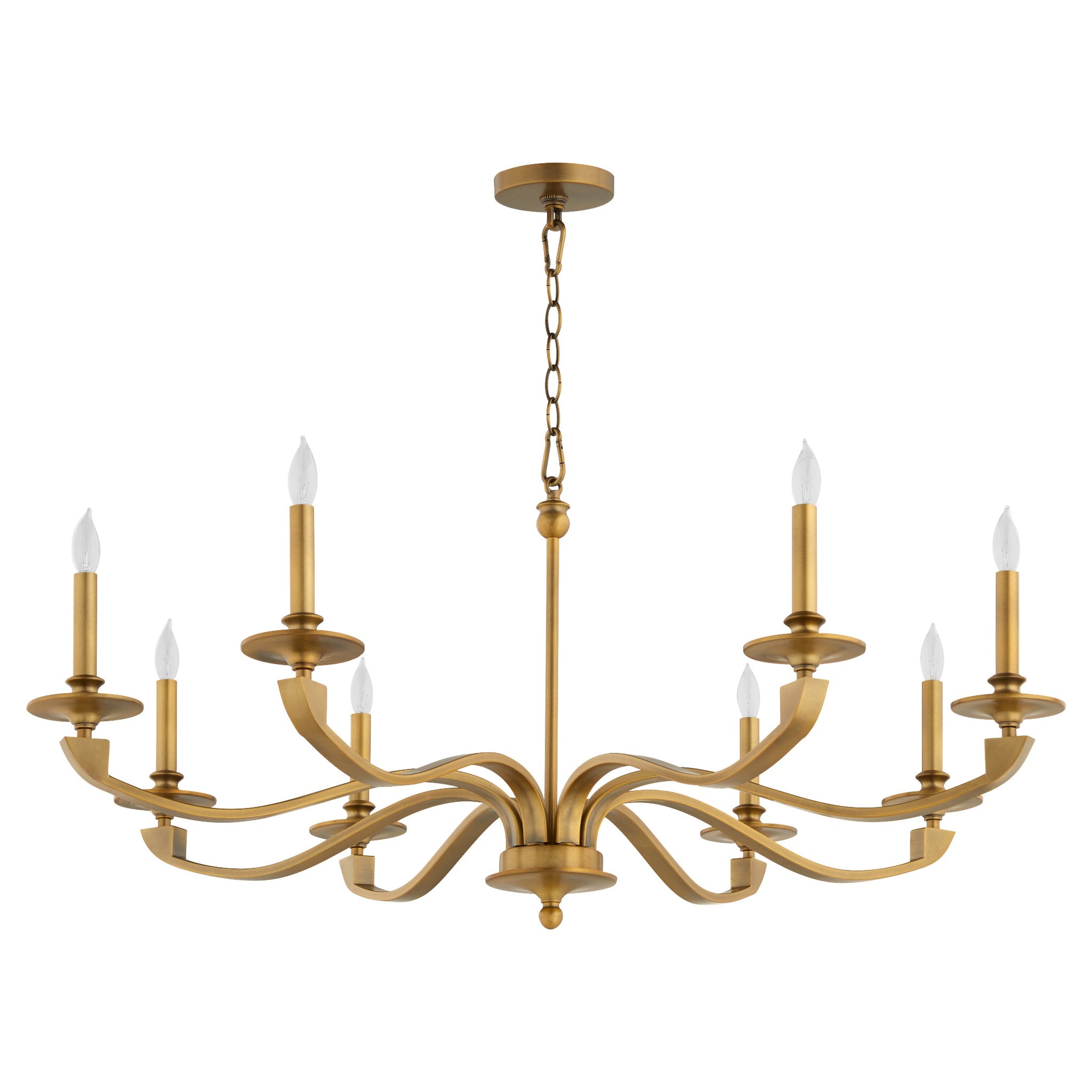 Quorum Chantelle 6240-8-47 Chandelier, UL Damp Rated, Brushed Brass