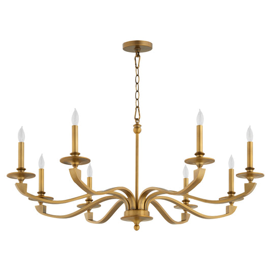 Quorum Chantelle 6240-8-47 Chandelier, UL Damp Rated, Brushed Brass