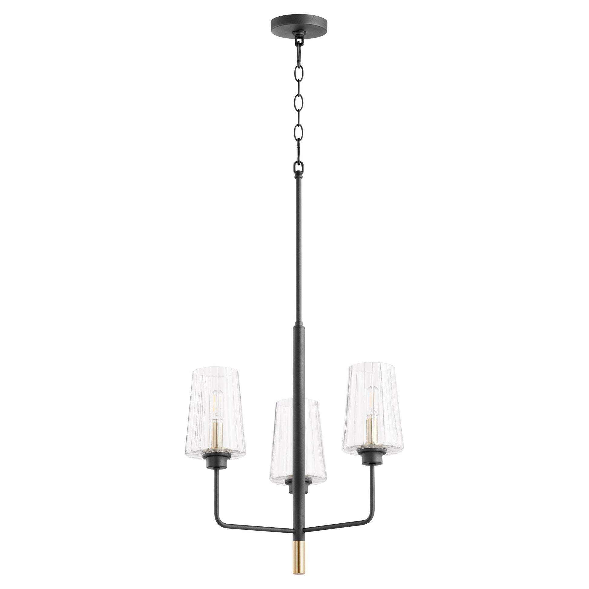 Quorum Dalia 625-3-6980 Chandelier - Textured Black W/ Aged Brass