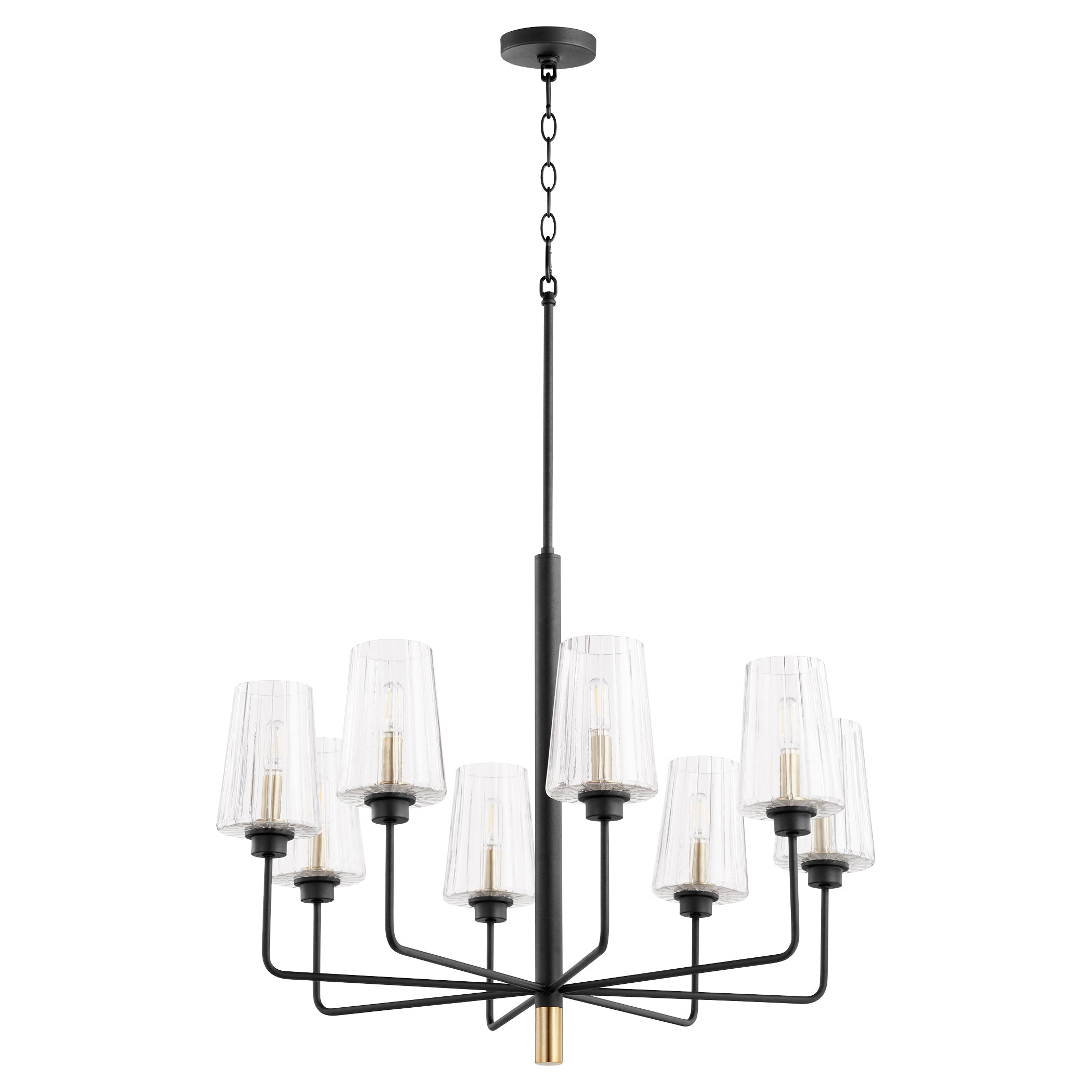Quorum Dalia 625-8-6980 Chandelier - Textured Black W/ Aged Brass