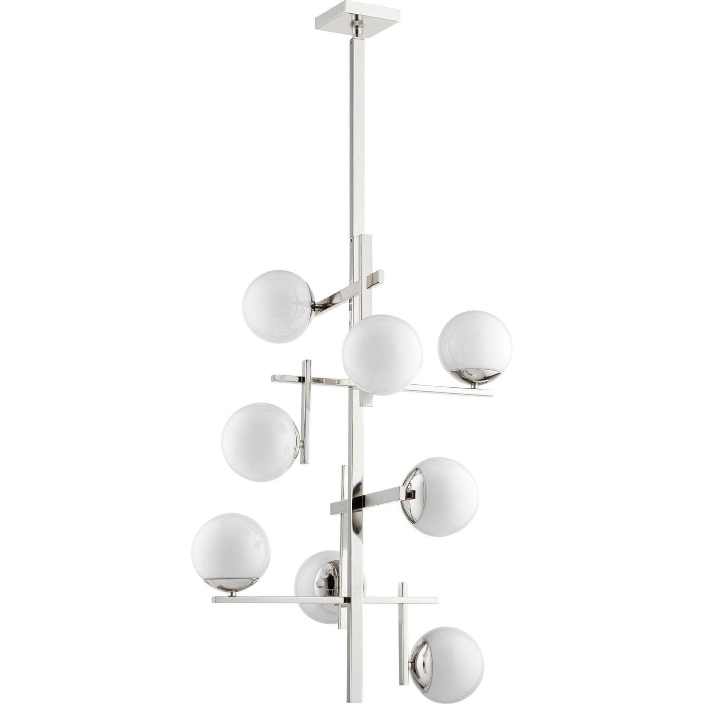 Quorum Atom 628-8-62 Chandelier - Polished Nickel W/ Opal