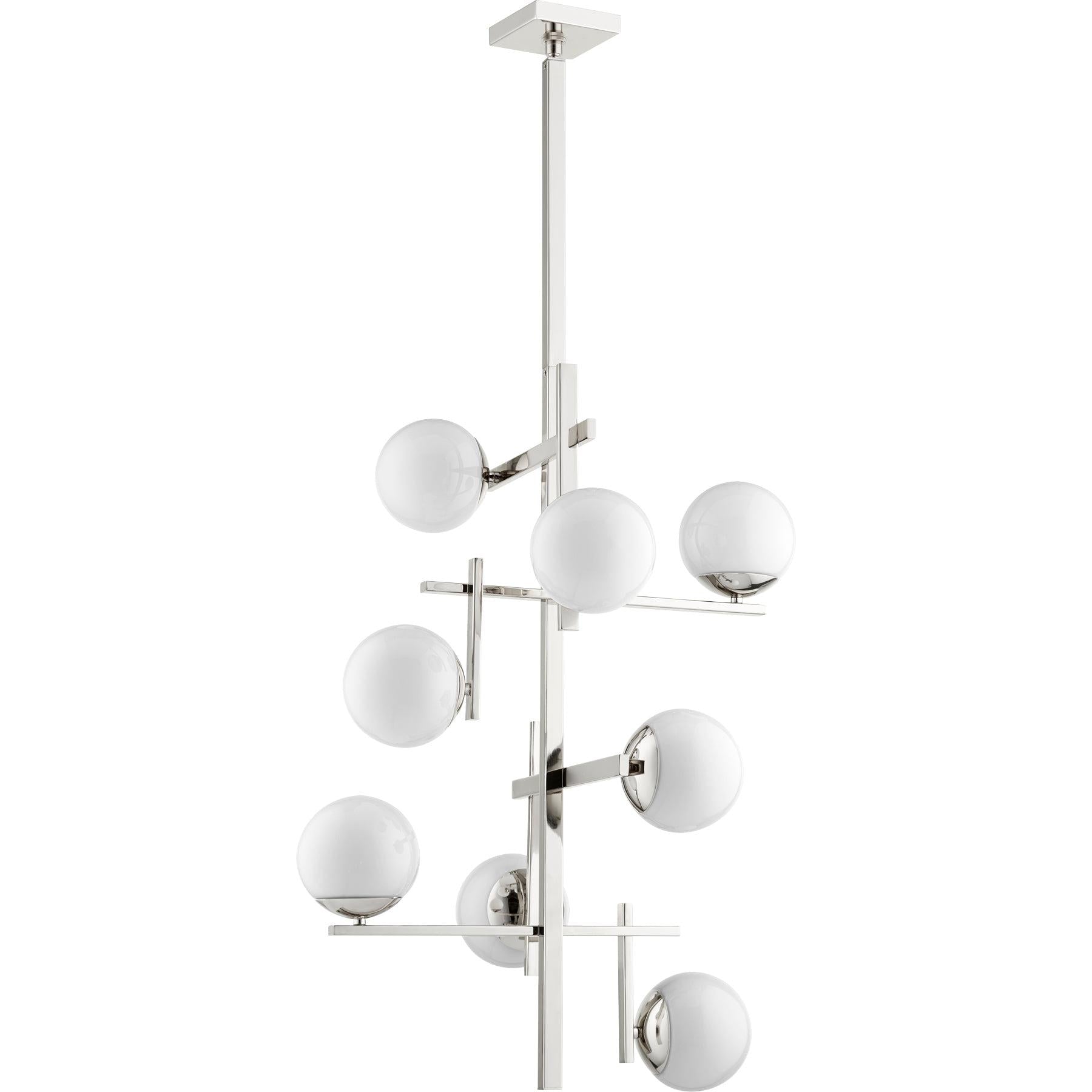 Quorum Atom 628-8-62 Chandelier - Polished Nickel W/ Opal