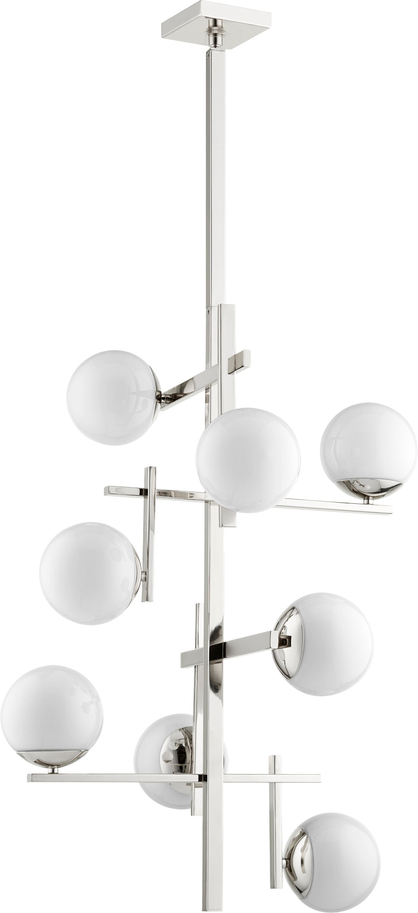 Quorum Atom 628-8-62 Chandelier - Polished Nickel W/ Opal