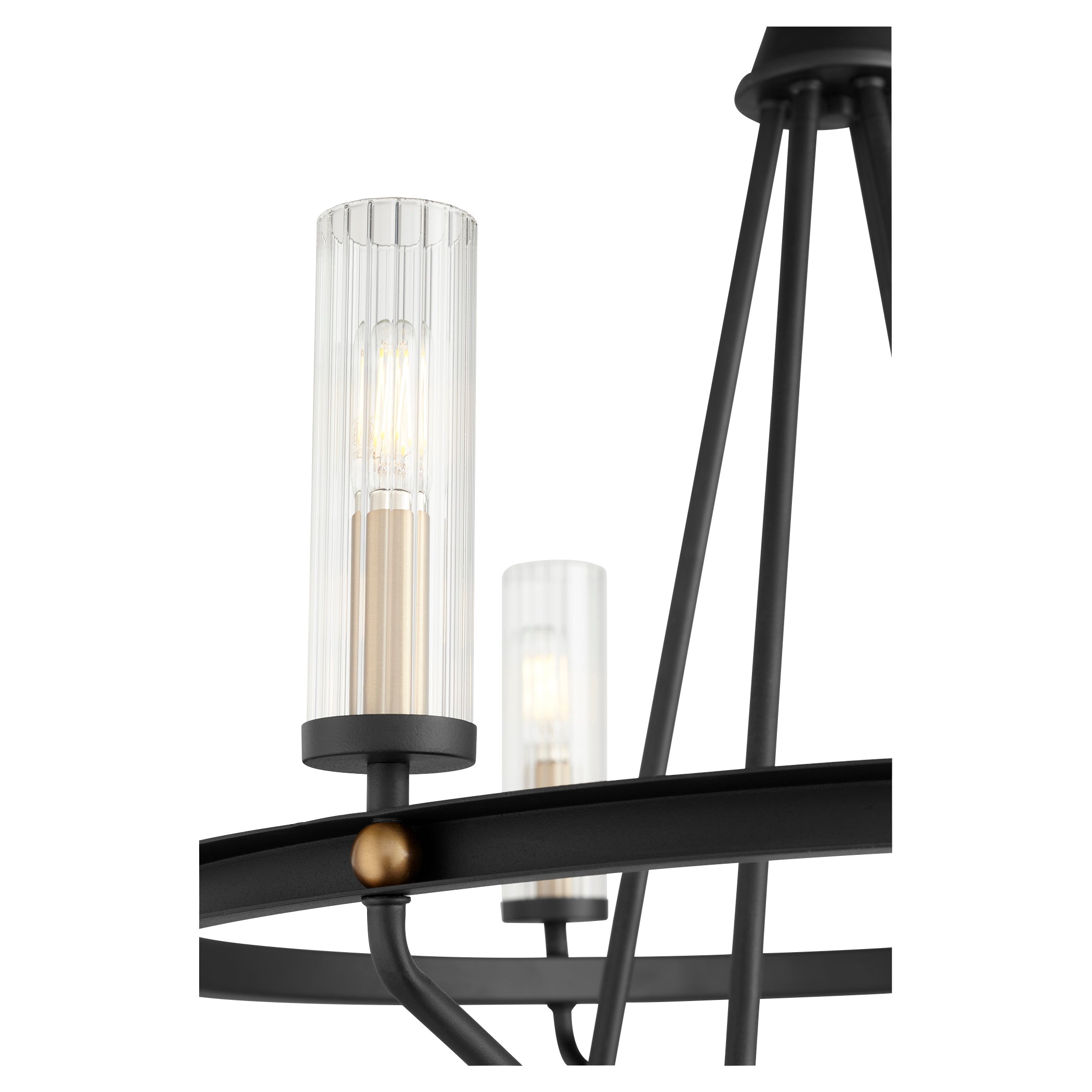 Quorum Empire 629-6-6980 Chandelier - Textured Black W/ Aged Brass