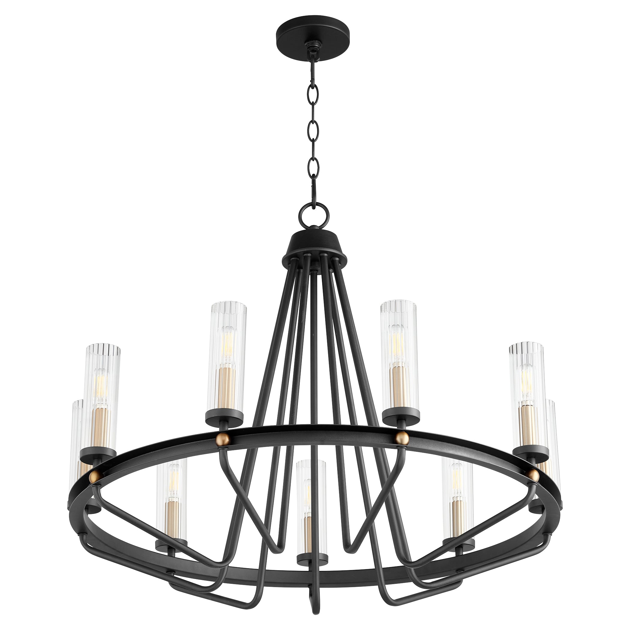 Quorum Empire 629-9-6980 Chandelier - Textured Black W/ Aged Brass