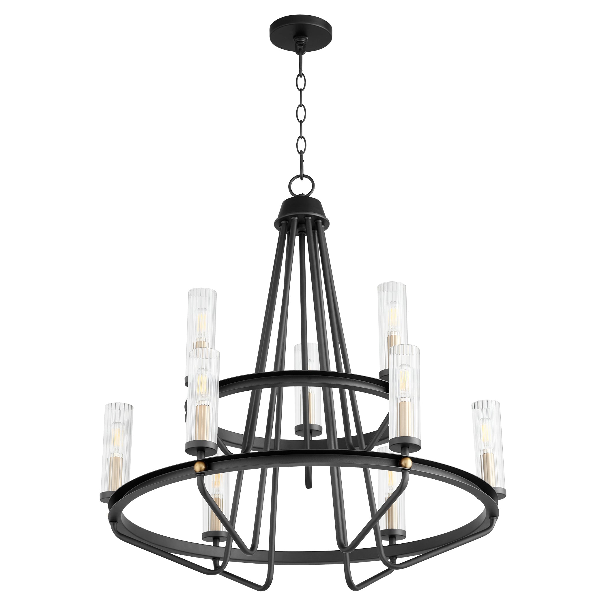 Quorum Empire 629-96980 Chandelier - Textured Black W/ Aged Brass