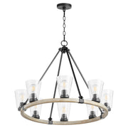 Quorum Paxton 63-8-6941 Chandelier - Textured Black W/ Weathered Oak Finish