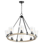 Quorum Paxton 63-8-6941 Chandelier - Textured Black W/ Weathered Oak Finish