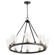 Quorum Paxton 63-8-6980 Chandelier - Textured Black W/ Aged Brass