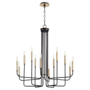 Quorum Hope 630-126980 Chandelier - Textured Black W/ Aged Brass