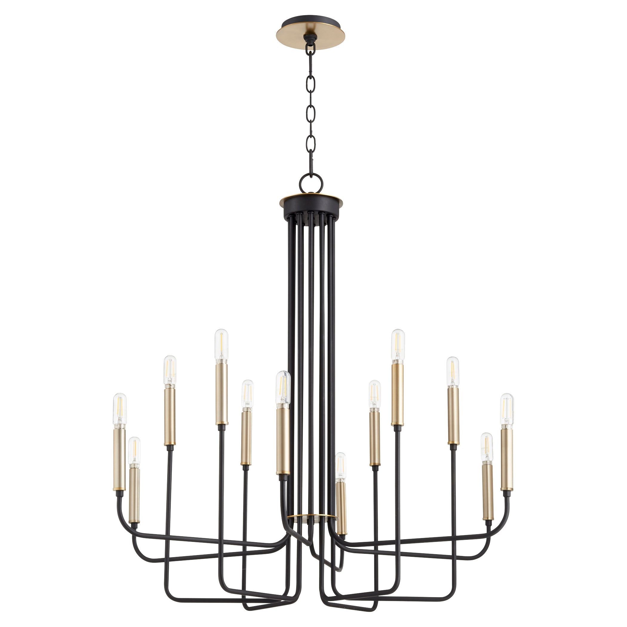 Quorum Hope 630-126980 Chandelier - Textured Black W/ Aged Brass