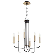 Quorum Hope 630-6-6980 Chandelier - Textured Black W/ Aged Brass
