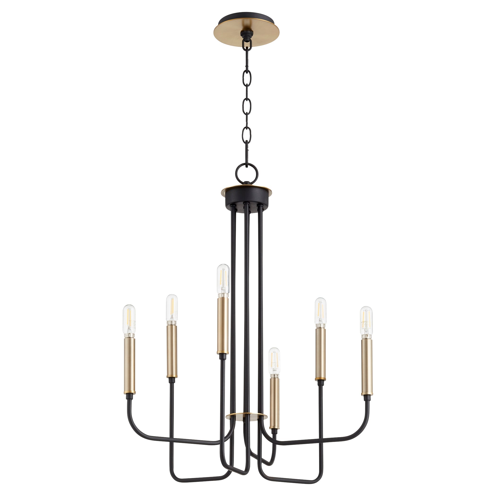 Quorum Hope 630-6-6980 Chandelier - Textured Black W/ Aged Brass