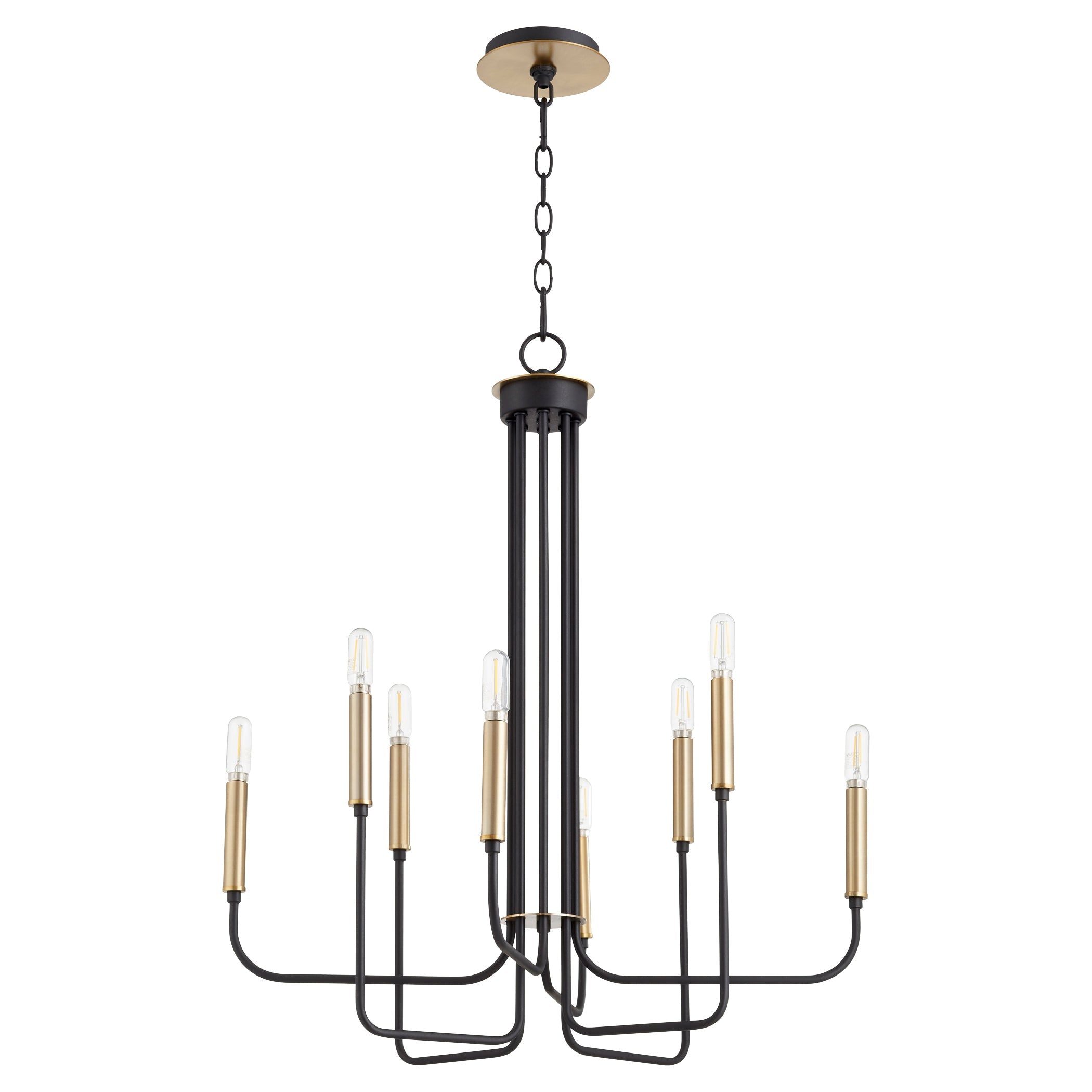 Quorum Hope 630-8-6980 Chandelier - Textured Black W/ Aged Brass