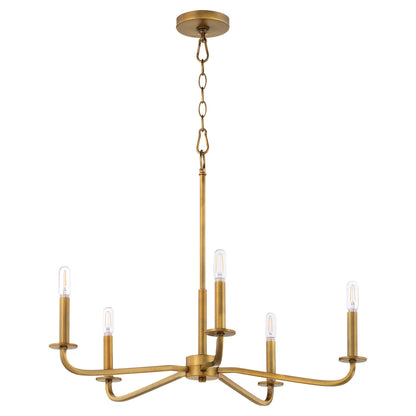 Quorum 6307-5-47 Chandelier, UL Damp Rated, Brushed Brass