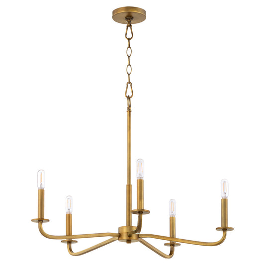 Quorum 6307-5-47 Chandelier, UL Damp Rated, Brushed Brass