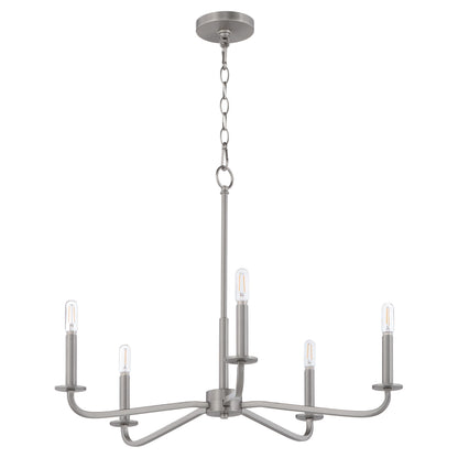 Quorum 6307-5-65 Chandelier, UL Damp Rated, Satin Nickel