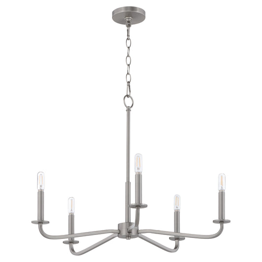 Quorum 6307-5-65 Chandelier, UL Damp Rated, Satin Nickel
